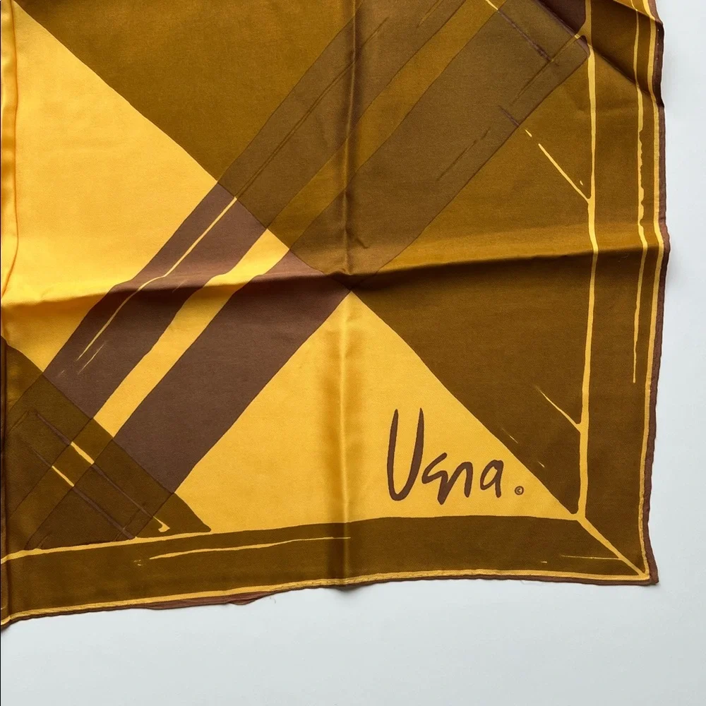 Vintage Vera Neumann square deadstock mustard / brown scarf large Logo